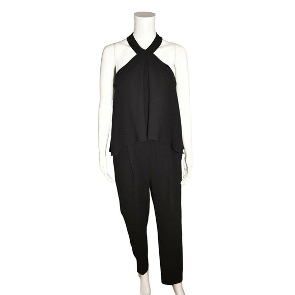 TRINA TURK $348 Black Micaela Classic Crepe Jumpsuit Halter Neckline‎ Size 4 - Picture 1 of 3